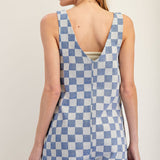 Check Me Out Blue Checkered Romper