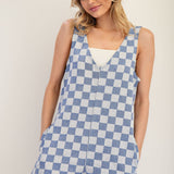 Check Me Out Blue Checkered Romper