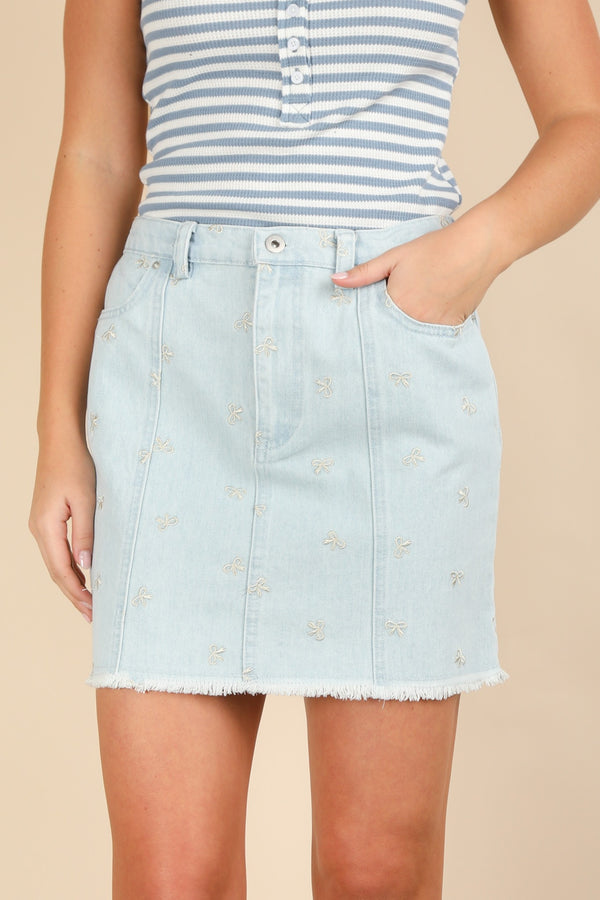 Bow Denim Skirt