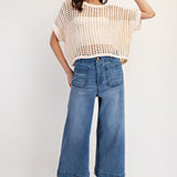 Crochet Knit Sweater Oatmeal