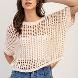 Crochet Knit Sweater Oatmeal