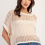 Crochet Knit Sweater Oatmeal