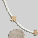 Metallic Cross Charms Pearl Beaded Necklace
