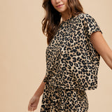 Soft Touch Leopard Knit Top & Flare Shorts Set