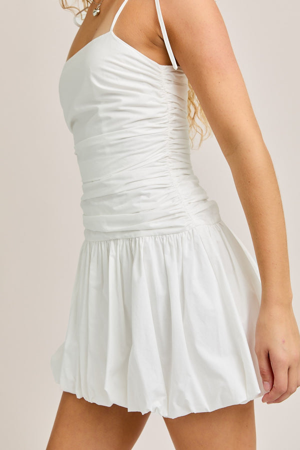 Bubble Hem White Dress