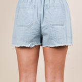 Washed Chambray Denim Casual Shorts