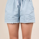Washed Chambray Denim Casual Shorts