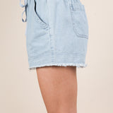 Washed Chambray Denim Casual Shorts