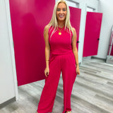 Take Me There Crinkle Textured Cropped Top 2pc Loungewear Set