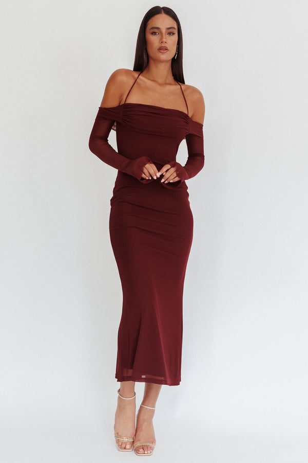 Anywhere with Her Off Shoulder Mesh  Dress
