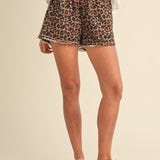 Side Detail Leopard Print French Terry Shorts