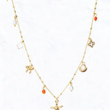 Gold Starfish Multi Charm Necklace