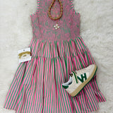 Pink Green Stripe Dress