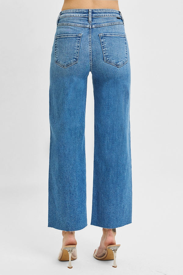 The Nancy Tummy Control High Rise Crop Wide Leg Jeans | Risen Denim