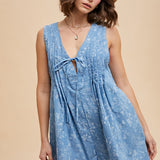 Delicate Florals Denim Romper