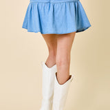 Mini Skirt W/ Waist Detail & Double Layered Bottom