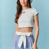 Solid Waist Band With Bow Detail Stripe Shorts