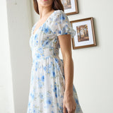 Floral Corset Detail Back Tie Mini Dress