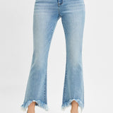 The Gracie High Rise Crop Bootcut Fray Hem Jeans