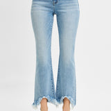 The Gracie High Rise Crop Bootcut Fray Hem Jeans