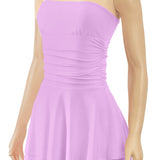 Soft Whispers Strapless Ruched Ruffled Tiered Mini Dress
