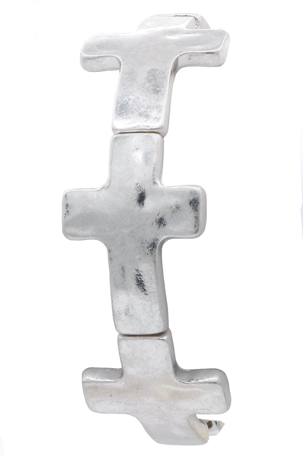 Silver Gold Cross Stretch Bracelet