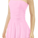 Soft Whispers Strapless Ruched Ruffled Tiered Mini Dress