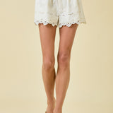 Embroidered High Waisted Double Pleated Shorts | Shorts