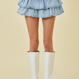 The Alisha Denim Ruffle Mini Skort