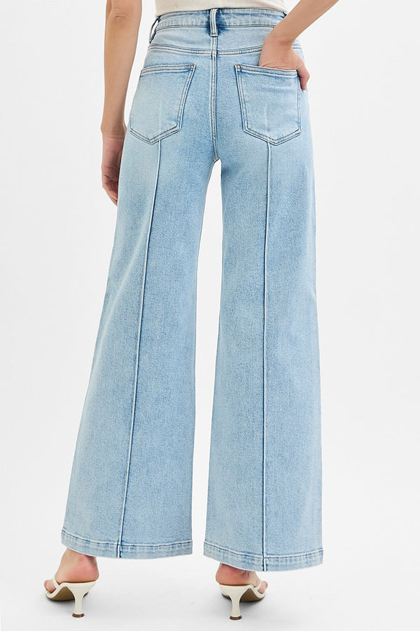 The Max High Waist Wide Leg Pintuck Detailed Denim | RISEN