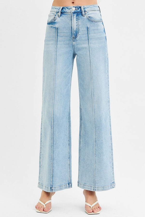 The Max High Waist Wide Leg Pintuck Detailed Denim | RISEN