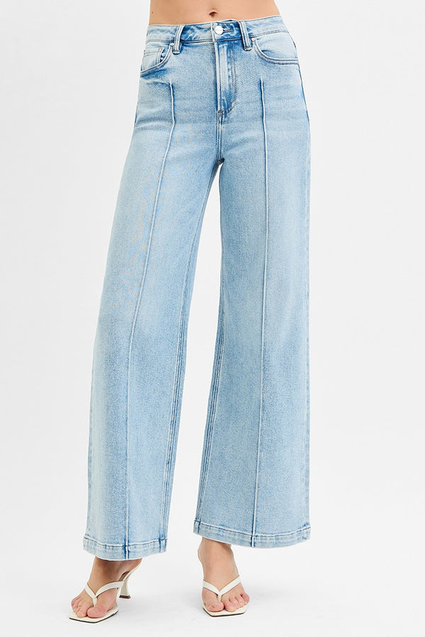 The Max High Waist Wide Leg Pintuck Detailed Denim | RISEN
