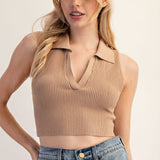 Say You'll Be Mine Cropped Collared Top