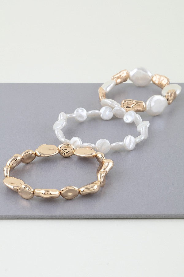 Pearl Multi Shape Stone Abstract Bracelet