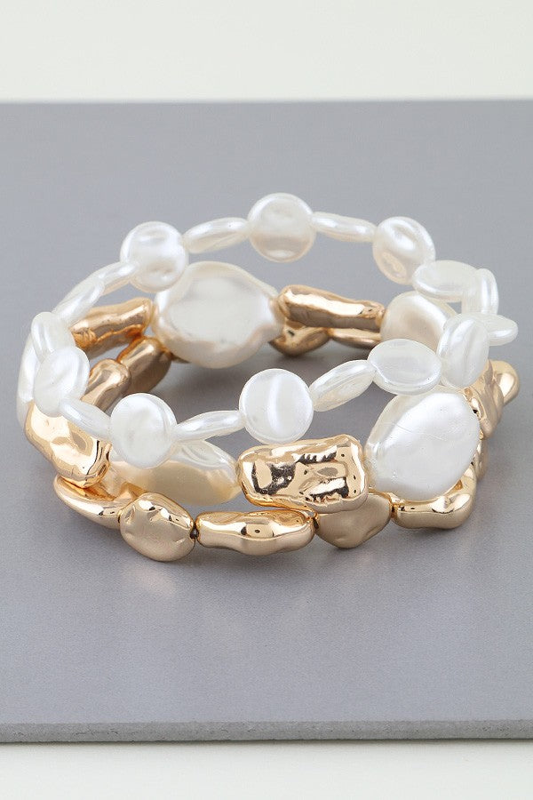 Pearl Multi Shape Stone Abstract Bracelet