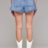 The Rebecca Medium Wash Side Insert A-line Shorts
