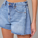 The Rebecca Medium Wash Side Insert A-line Shorts