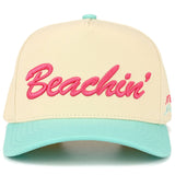 BEACHIN' Letter Embroidered on Two Tone Trucker Hat