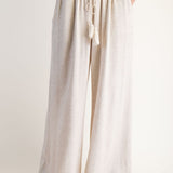 Linen Drawstring Tassel Straight Leg Pants