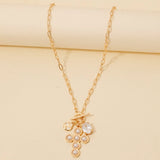 Studded Cross And Faceted Gem Pendant Toggle Chain Necklace