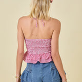 American Babe Gingham Keyhole Top