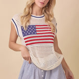 American Flag Crochet Sleeveless Top