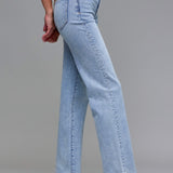 The Hillary| Medium Light Clean Stretch Classic Straight | HIDDEN DENIM