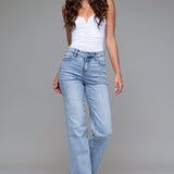 The Hillary| Medium Light Clean Stretch Classic Straight | HIDDEN DENIM