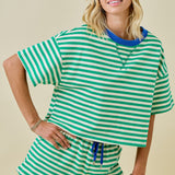 Sunny Side Striped Tee | Green And Blue
