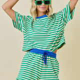 Sunny Side Striped Tee | Green And Blue