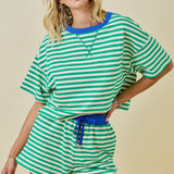 Sunny Side Striped Tee | Green And Blue