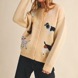 Dog Knit Sweater Cardigan Custard Cream