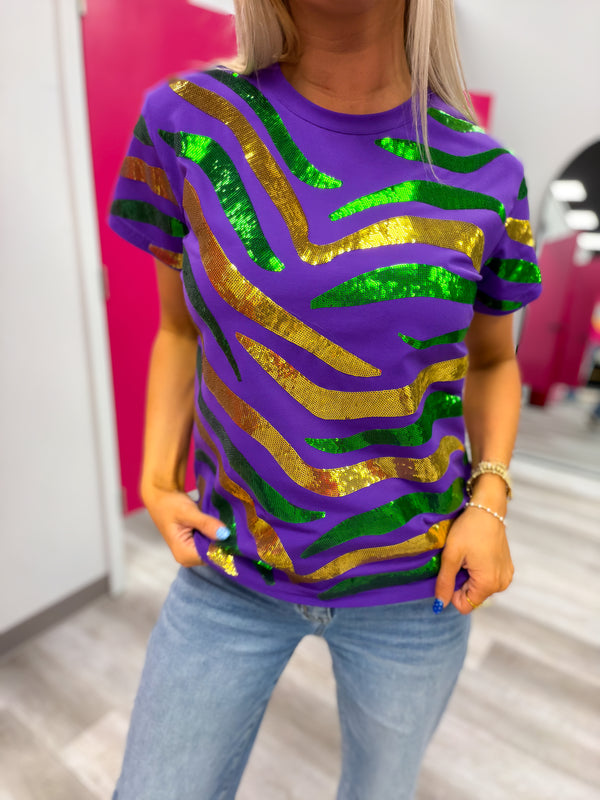 All That Glitters Tiger Stripe Top