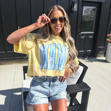 Striped MAMA Graphic Tee on Butter